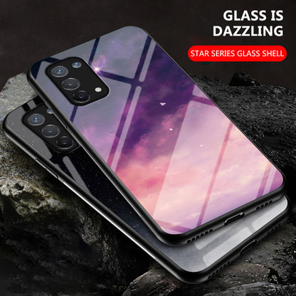 Starry Sky Pattern Tempered Glass Hybrid Case for OPPO A74 5G Mobile Phone Cover Shell