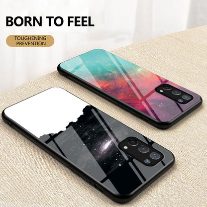 Starry Sky Pattern Tempered Glass Hybrid Case for OPPO A74 5G Mobile Phone Cover Shell