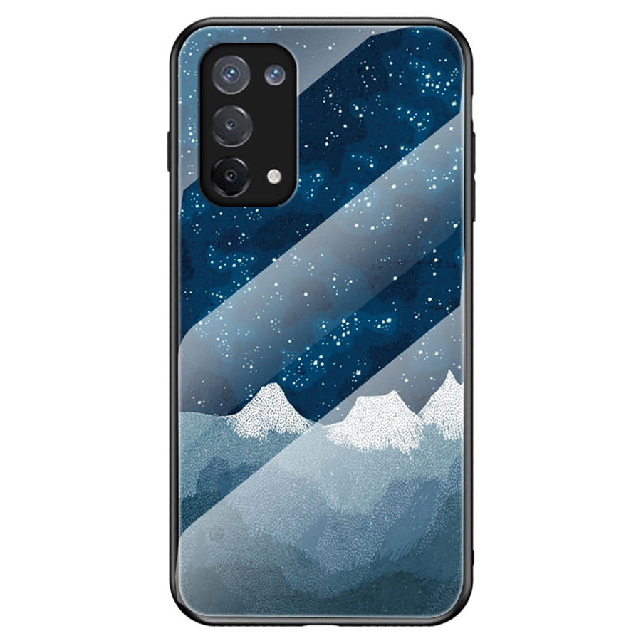 Starry Sky Pattern Tempered Glass Hybrid Case for OPPO A74 5G Mobile Phone Cover Shell