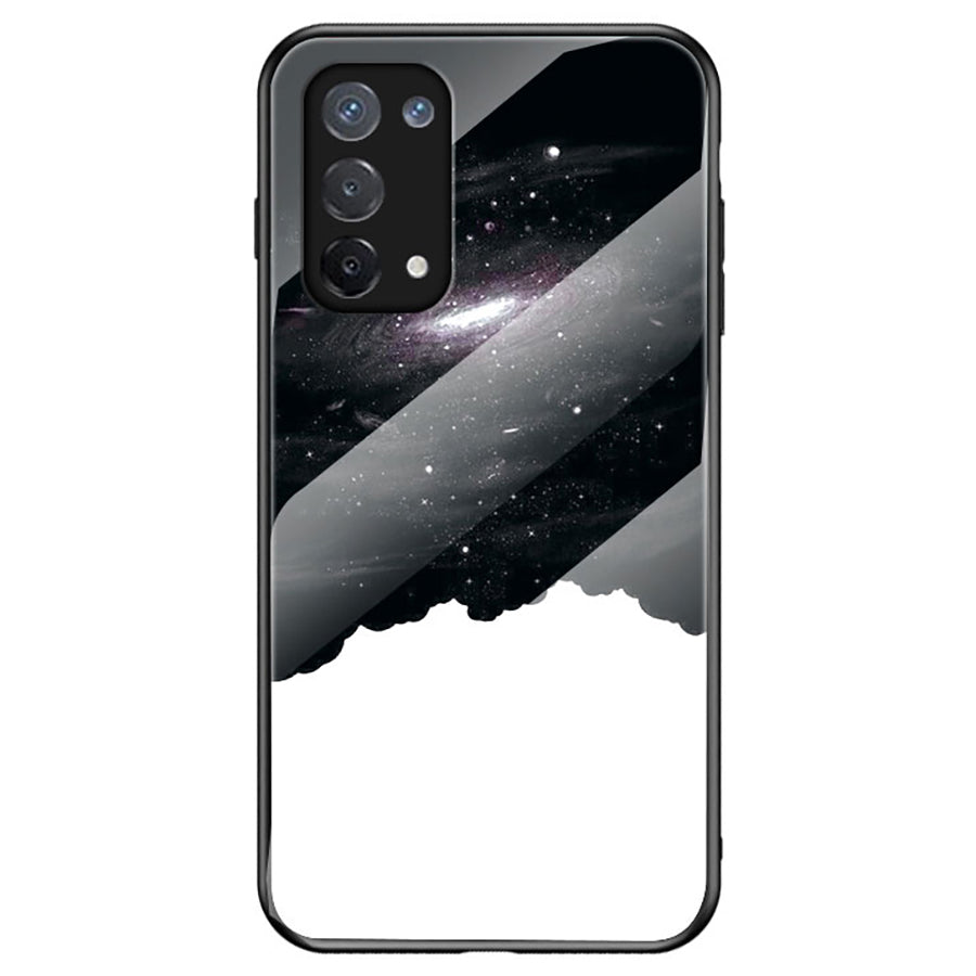 Starry Sky Pattern Tempered Glass Hybrid Case for OPPO A74 5G Mobile Phone Cover Shell