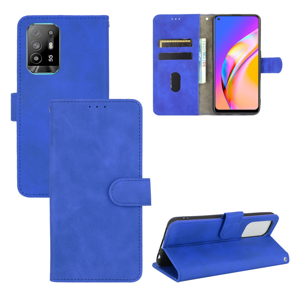 Skin-touch Supporting Stand Wallet Phone Case for Oppo F19 Pro+ 5G / A94 5G