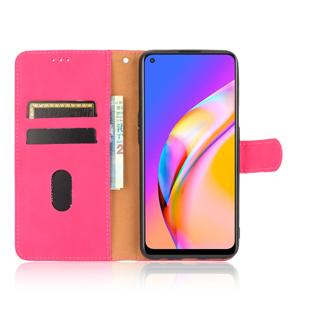 Skin-touch Supporting Stand Wallet Phone Case for Oppo F19 Pro+ 5G / A94 5G