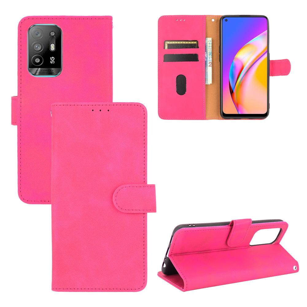 Skin-touch Supporting Stand Wallet Phone Case for Oppo F19 Pro+ 5G / A94 5G