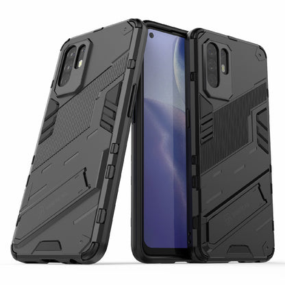 Foldable Kickstand Design PC + TPU Hybrid Phone Protection Case Cover for Oppo Reno5 Z 5G