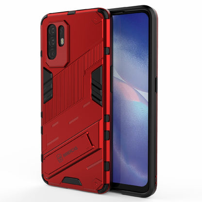 Foldable Kickstand Design PC + TPU Hybrid Phone Protection Case Cover for Oppo Reno5 Z 5G