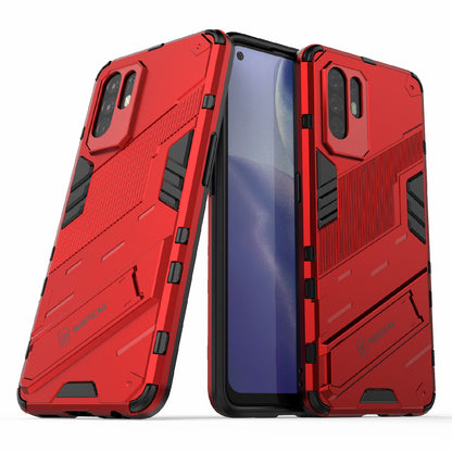 Foldable Kickstand Design PC + TPU Hybrid Phone Protection Case Cover for Oppo Reno5 Z 5G