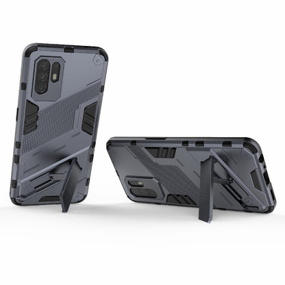 Foldable Kickstand Design PC + TPU Hybrid Phone Protection Case Cover for Oppo Reno5 Z 5G