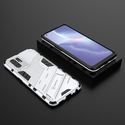 Foldable Kickstand Design PC + TPU Hybrid Phone Protection Case Cover for Oppo Reno5 Z 5G