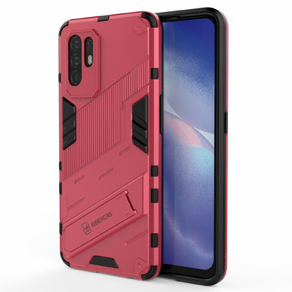 Foldable Kickstand Design PC + TPU Hybrid Phone Protection Case Cover for Oppo Reno5 Z 5G