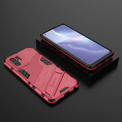 Foldable Kickstand Design PC + TPU Hybrid Phone Protection Case Cover for Oppo Reno5 Z 5G