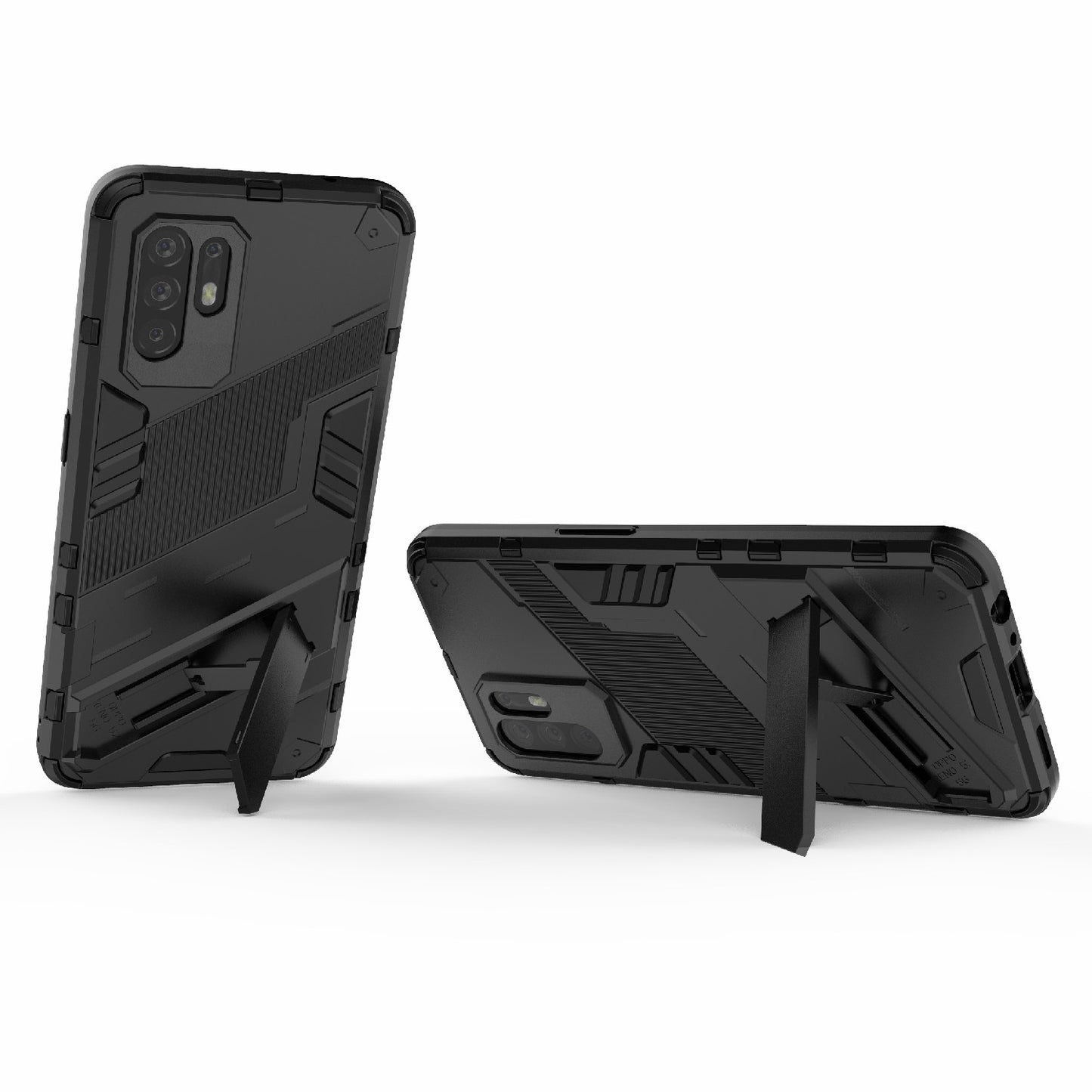 Foldable Kickstand Design PC + TPU Hybrid Phone Protection Case Cover for Oppo Reno5 Z 5G