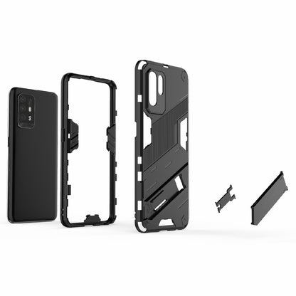 Foldable Kickstand Design PC + TPU Hybrid Phone Protection Case Cover for Oppo Reno5 Z 5G