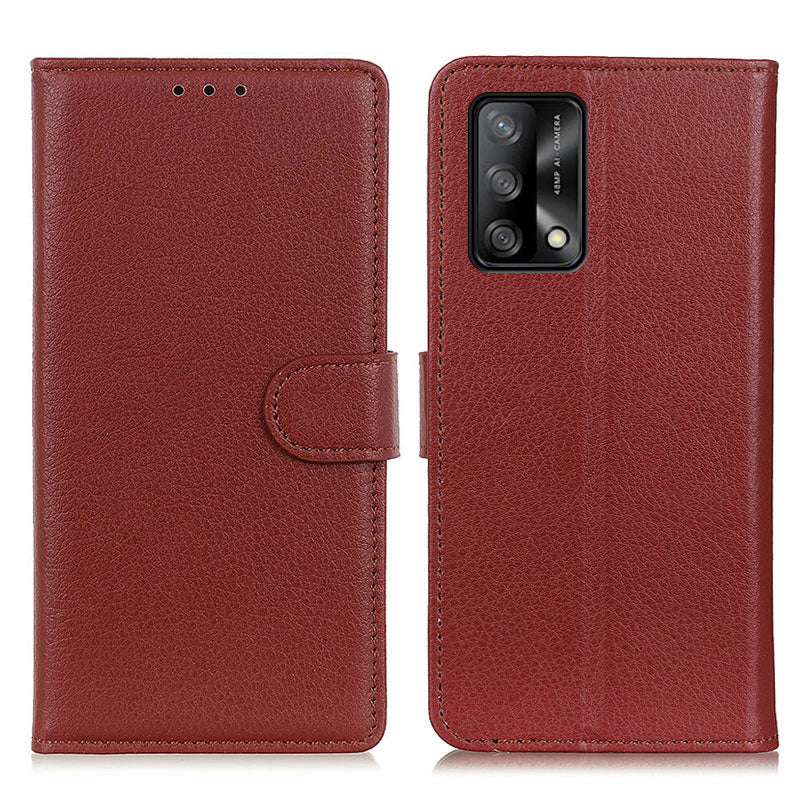 Litchi Texture Leather Wallet Stand Flip Case for Oppo F19 / Oppo A74 4G