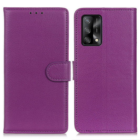 Litchi Texture Leather Wallet Stand Flip Case for Oppo F19 / Oppo A74 4G