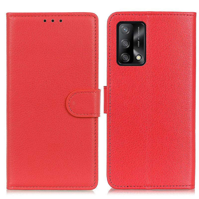 Litchi Texture Leather Wallet Stand Flip Case for Oppo F19 / Oppo A74 4G