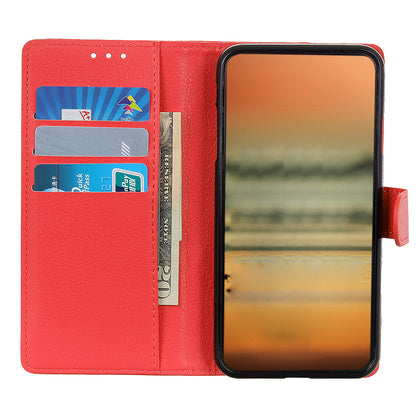 Litchi Texture Leather Wallet Stand Flip Case for Oppo F19 / Oppo A74 4G