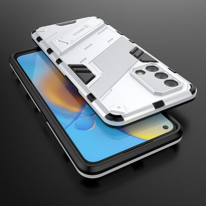 PC + TPU Shockproof Hybrid Phone Back Case Cover with Foldable Kickstand for Oppo A74 4G