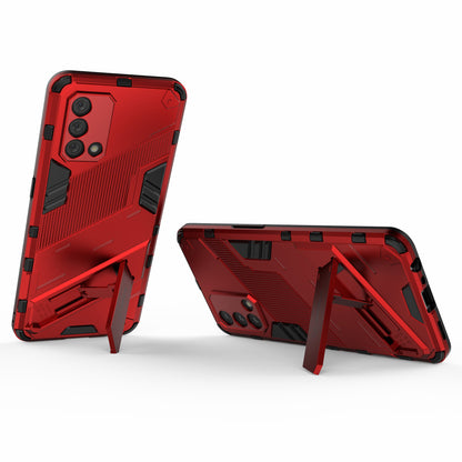 PC + TPU Shockproof Hybrid Phone Back Case Cover with Foldable Kickstand for Oppo A74 4G