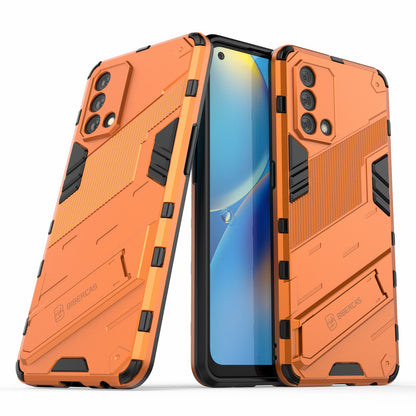 PC + TPU Shockproof Hybrid Phone Back Case Cover with Foldable Kickstand for Oppo A74 4G