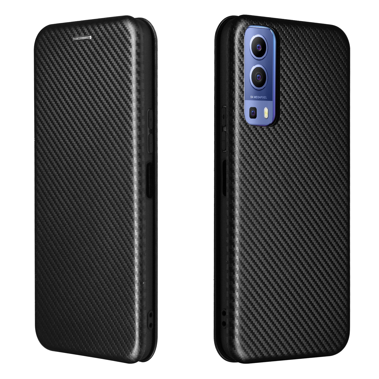 Carbon Fiber Texture Auto-absorbed Leather Mobile Phone Case for vivo Y72 5G/iQOO Z3 5G