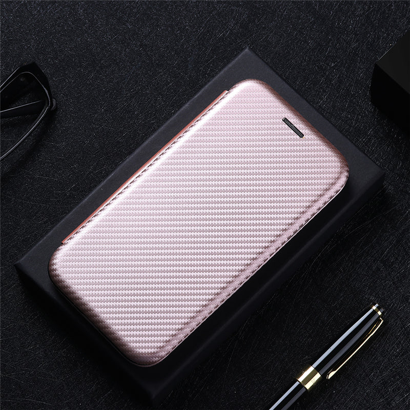 Carbon Fiber Texture Auto-absorbed Leather Mobile Phone Case for vivo Y72 5G/iQOO Z3 5G