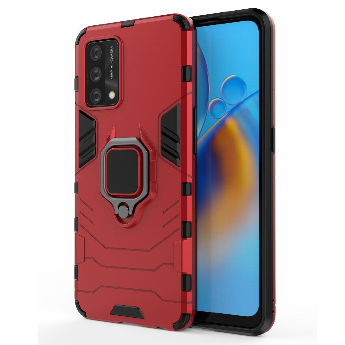 Kickstand Design Cool Guard PC + TPU Hybrid Phone Cover Case for Oppo A74 4G