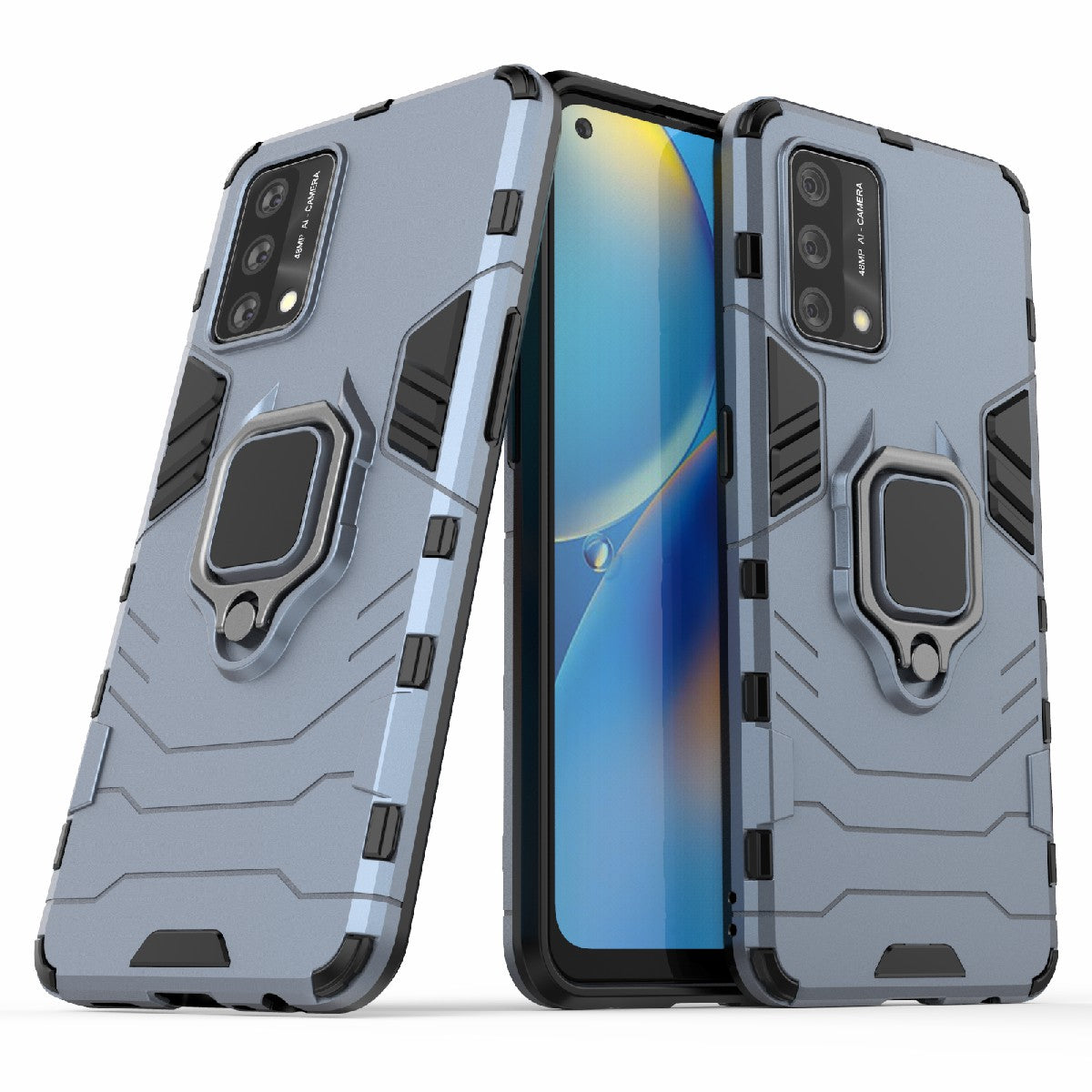 Kickstand Design Cool Guard PC + TPU Hybrid Phone Cover Case for Oppo A74 4G