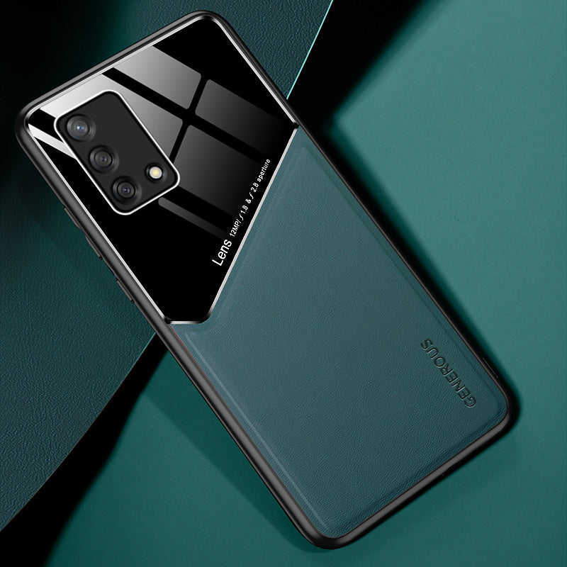 Precise Cut-Out Leather Coated Hybrid Case with Metal Sheet Inside for Oppo A74 4G