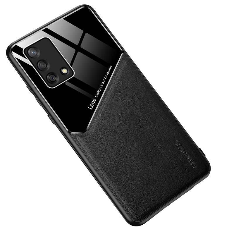 Precise Cut-Out Leather Coated Hybrid Case with Metal Sheet Inside for Oppo A74 4G