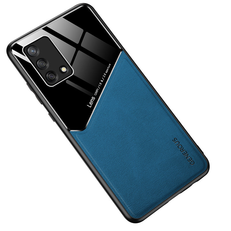 Precise Cut-Out Leather Coated Hybrid Case with Metal Sheet Inside for Oppo A74 4G