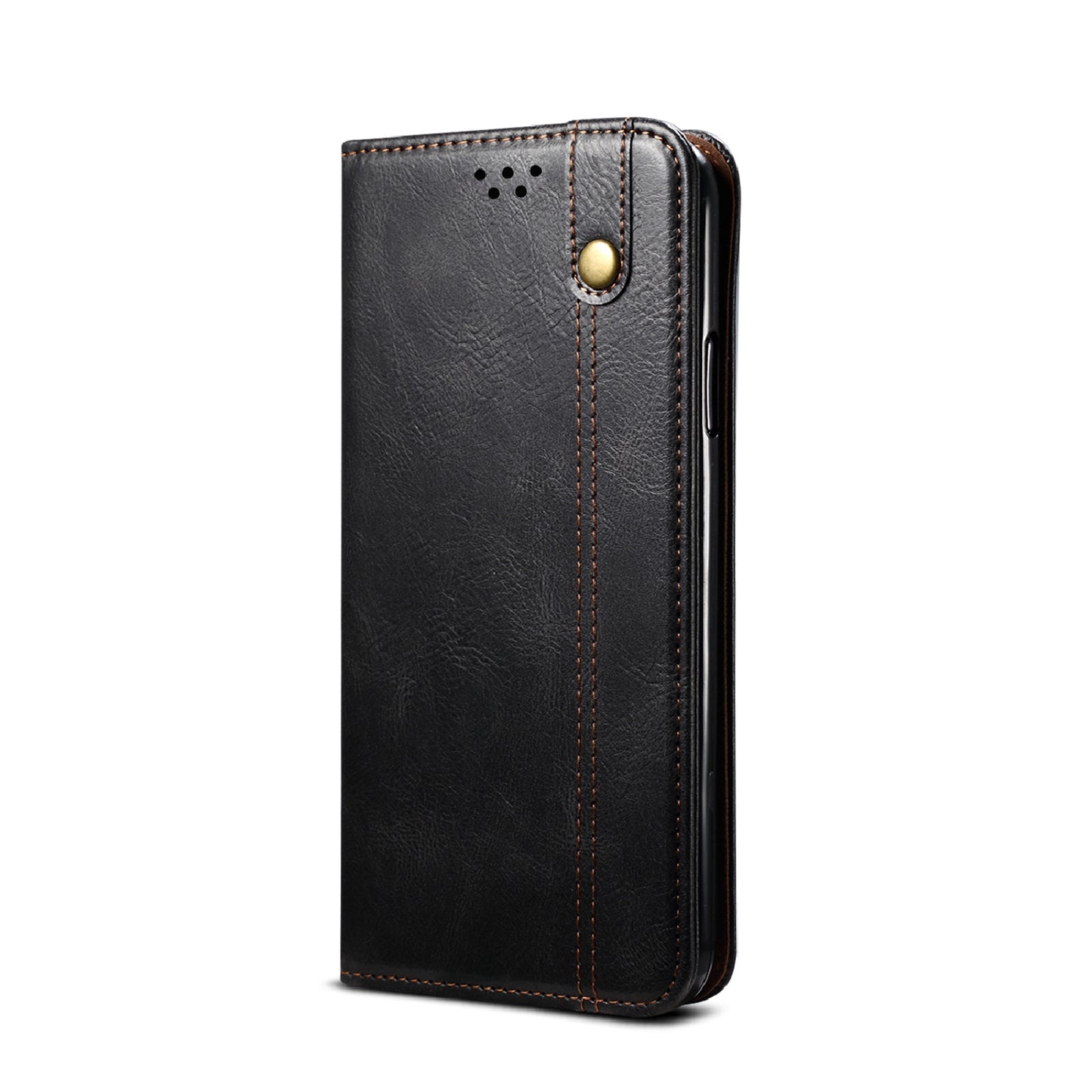 Oil Wax Surface PU Leather + Inner Soft TPU Phone Cover Case with Wallet Stand for Oppo F19/A74 4G