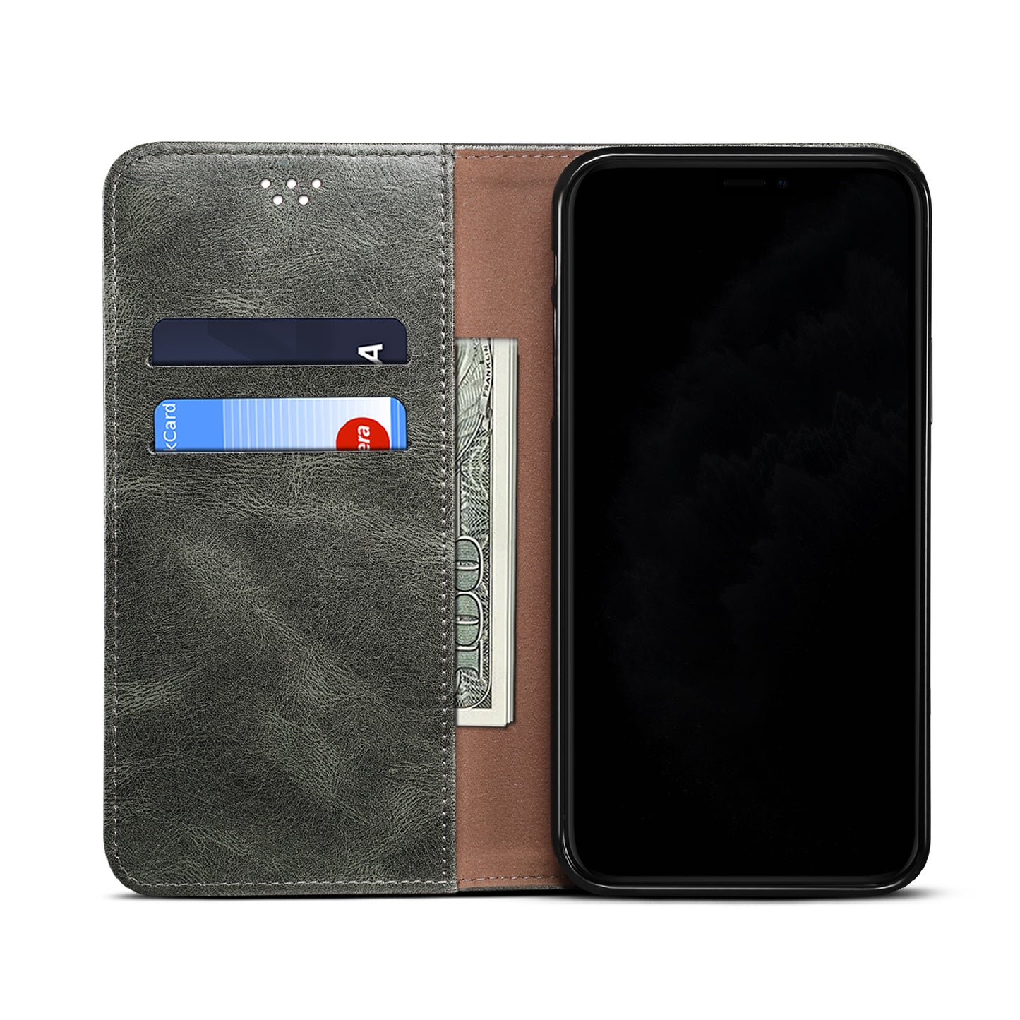 Oil Wax Surface PU Leather + Inner Soft TPU Phone Cover Case with Wallet Stand for Oppo F19/A74 4G