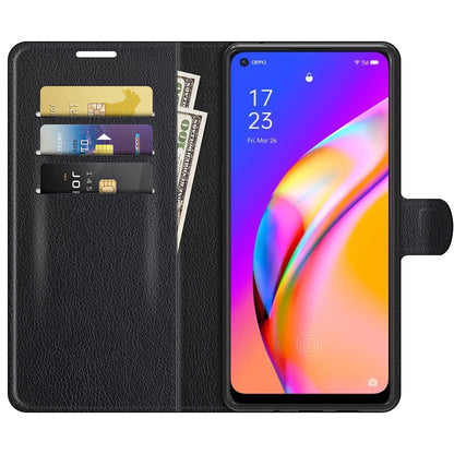 Wallet Design Litchi Texture Leather Phone Case Folio Flip Cover with Stand for Oppo A94 5G