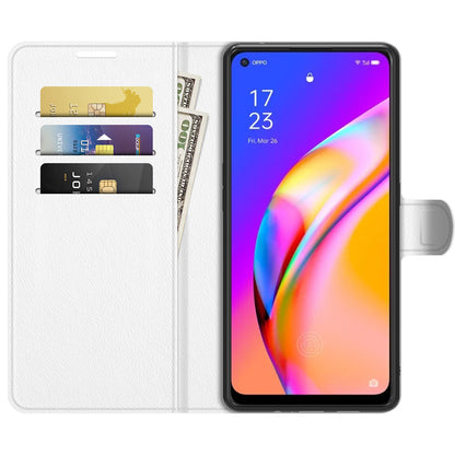 Wallet Design Litchi Texture Leather Phone Case Folio Flip Cover with Stand for Oppo A94 5G