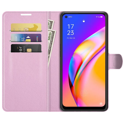 Wallet Design Litchi Texture Leather Phone Case Folio Flip Cover with Stand for Oppo A94 5G