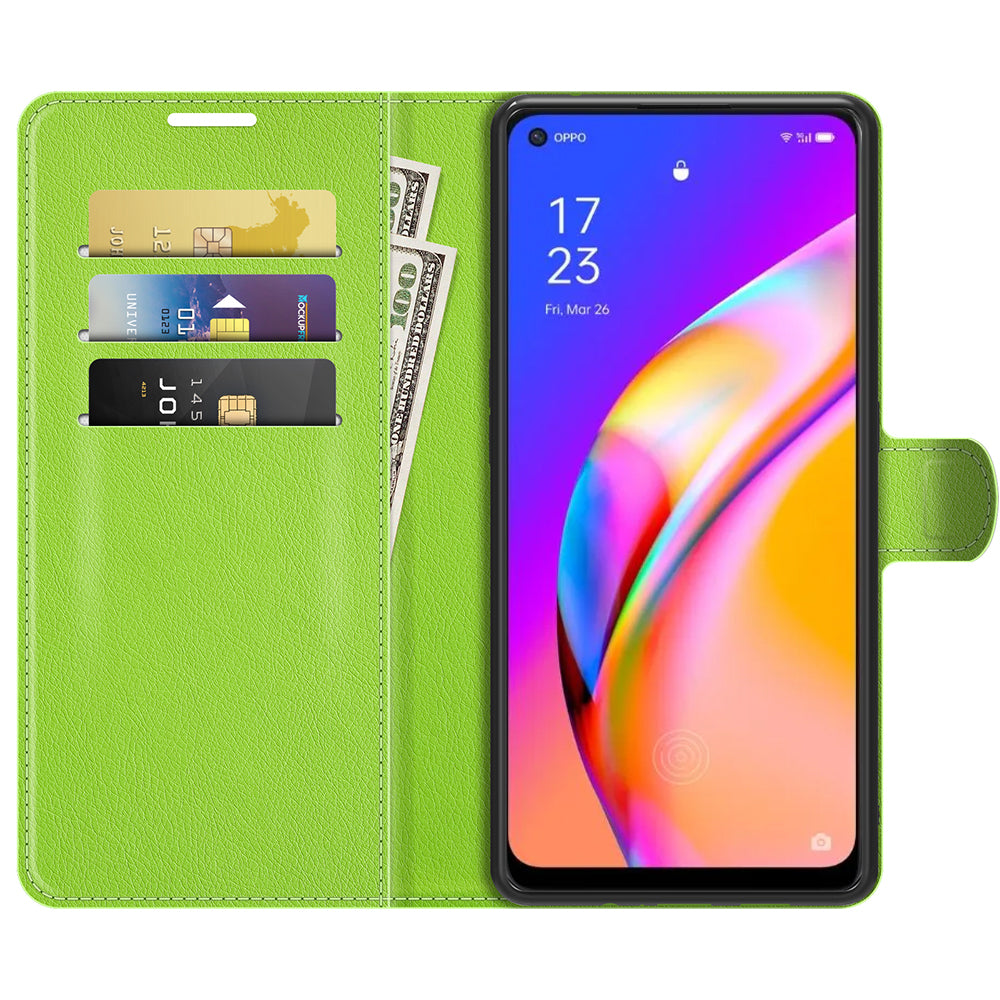 Wallet Design Litchi Texture Leather Phone Case Folio Flip Cover with Stand for Oppo A94 5G