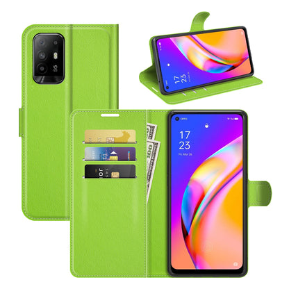 Wallet Design Litchi Texture Leather Phone Case Folio Flip Cover with Stand for Oppo A94 5G