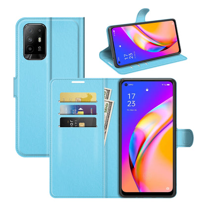 Wallet Design Litchi Texture Leather Phone Case Folio Flip Cover with Stand for Oppo A94 5G