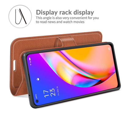 Wallet Design Litchi Texture Leather Phone Case Folio Flip Cover with Stand for Oppo A94 5G