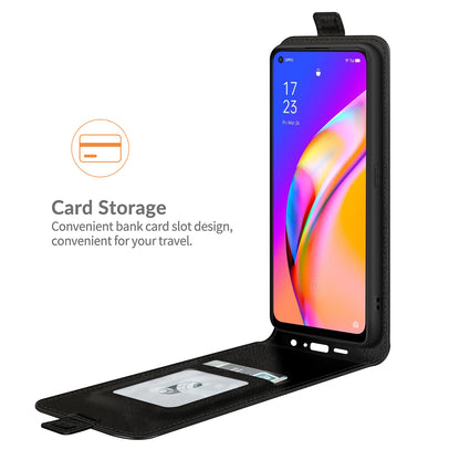 Crazy Horse Leather Protector Case Vertical Flip Phone Cover with Card Slot for Oppo A94 5G