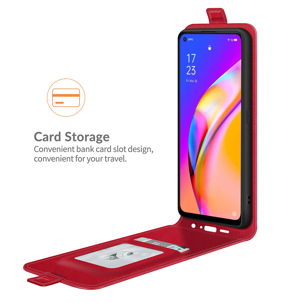 Crazy Horse Leather Protector Case Vertical Flip Phone Cover with Card Slot for Oppo A94 5G