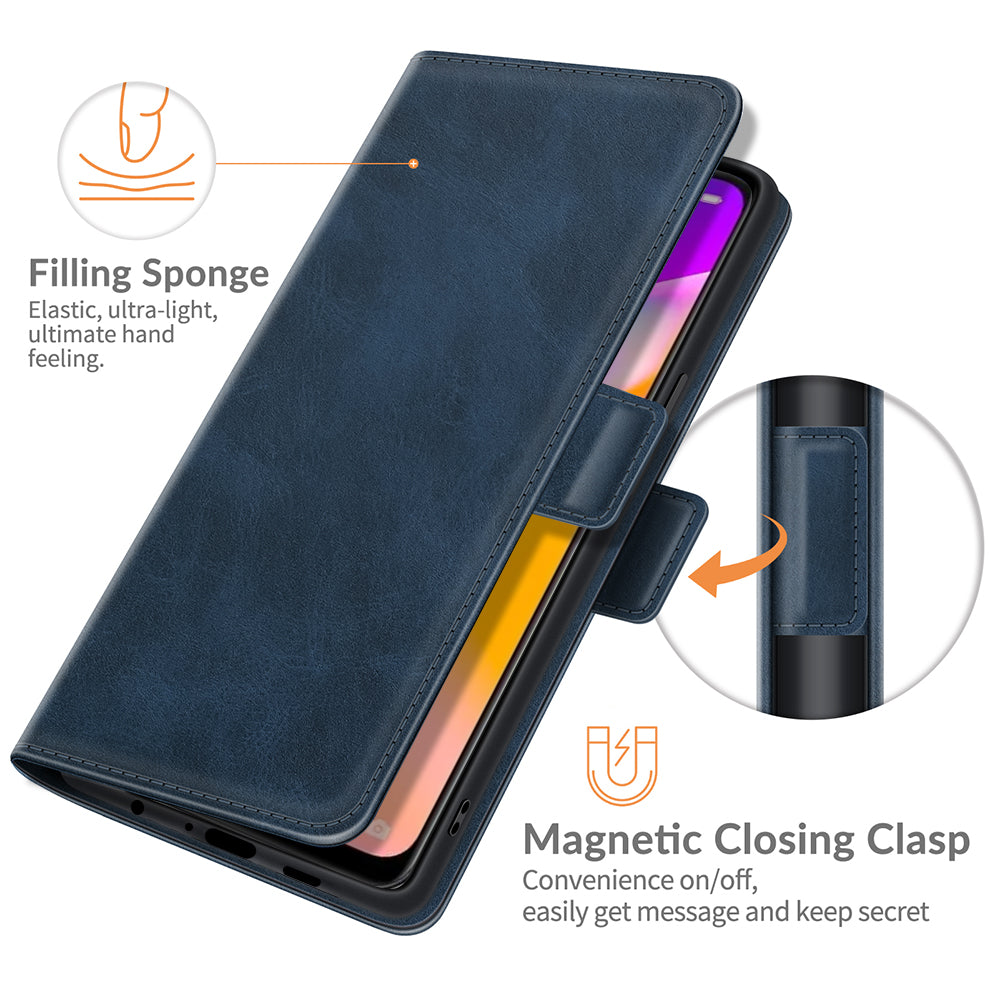 PU Leather Wallet Stand Double Clasp Magnetic Closure Phone Case Shell for Oppo A94 5G