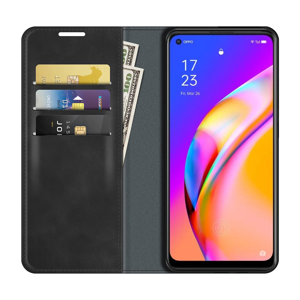 Skin-touch Leather Cover Auto-Absorbed Protective Case with Wallet Stand for Oppo A94 5G