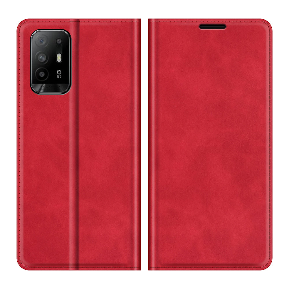 Skin-touch Leather Cover Auto-Absorbed Protective Case with Wallet Stand for Oppo A94 5G