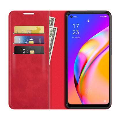 Skin-touch Leather Cover Auto-Absorbed Protective Case with Wallet Stand for Oppo A94 5G