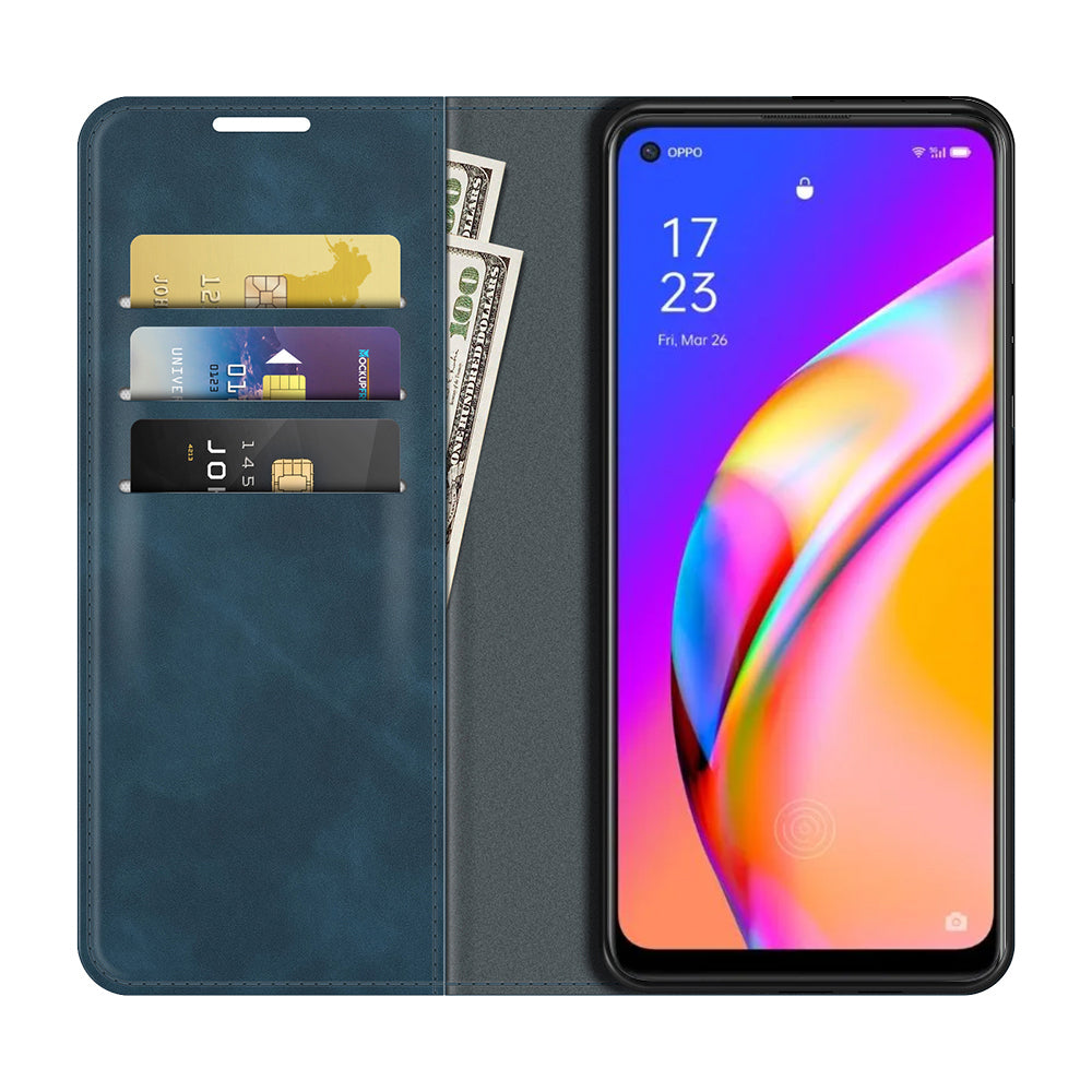 Skin-touch Leather Cover Auto-Absorbed Protective Case with Wallet Stand for Oppo A94 5G