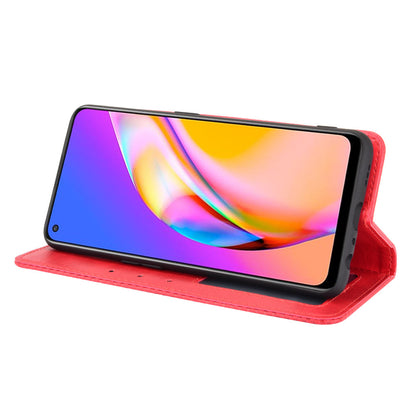 Vintage Style Magnetic Attraction Wallet Stand Phone Case Cover for Oppo A94 5G/Reno5 Z/F19 Pro+ 5G