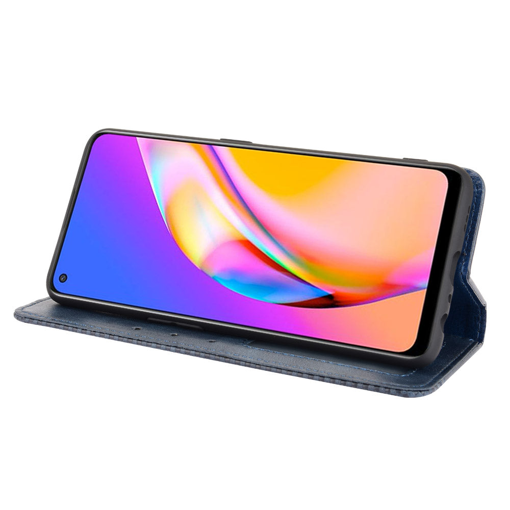 Vintage Style Magnetic Attraction Wallet Stand Phone Case Cover for Oppo A94 5G/Reno5 Z/F19 Pro+ 5G