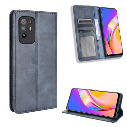 Vintage Style Magnetic Attraction Wallet Stand Phone Case Cover for Oppo A94 5G/Reno5 Z/F19 Pro+ 5G