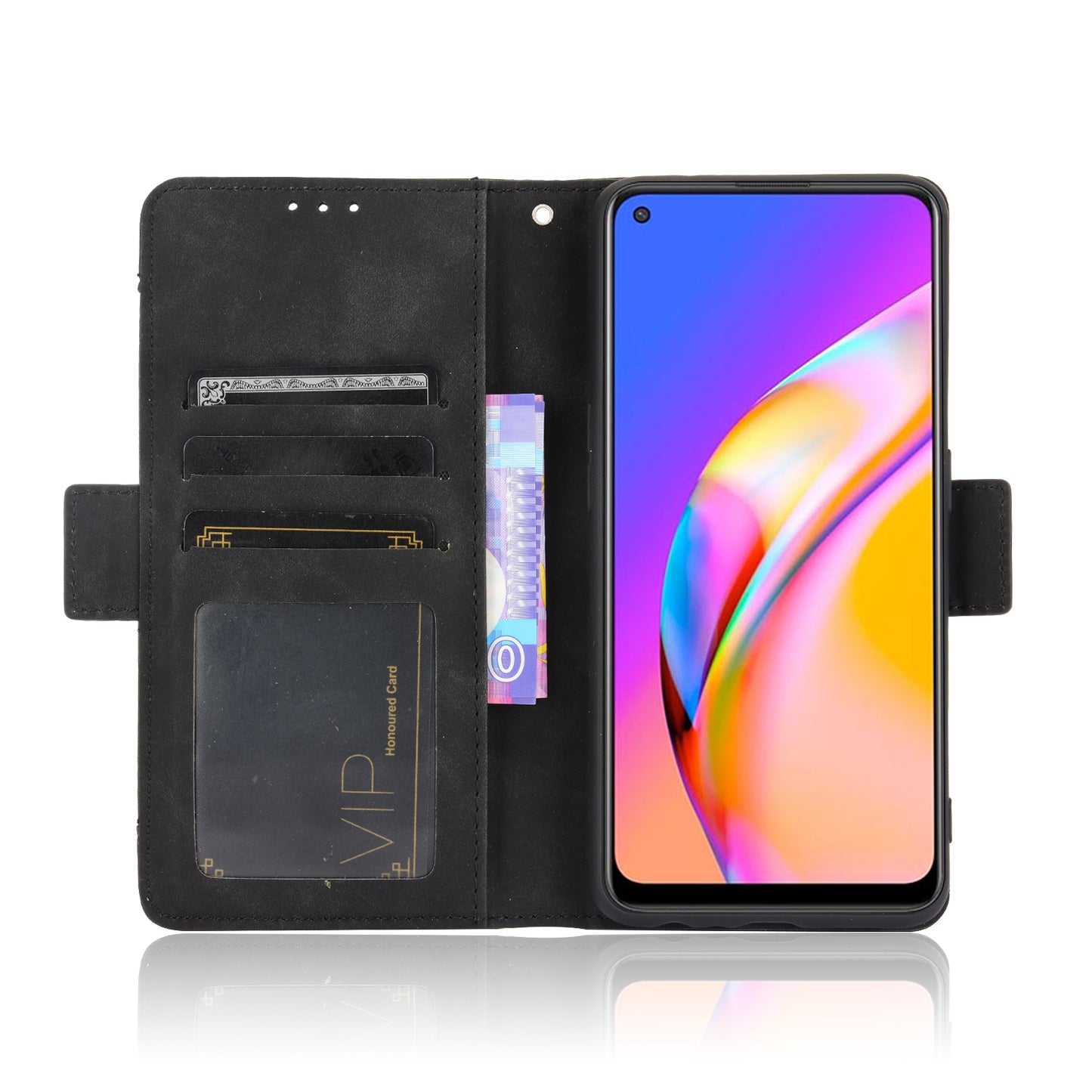 Leather Phone Wallet Design Stand Feature Protective Cover Case with Multiple Card Slots for Oppo A94 5G/Reno5 Z/F19 Pro+ 5G